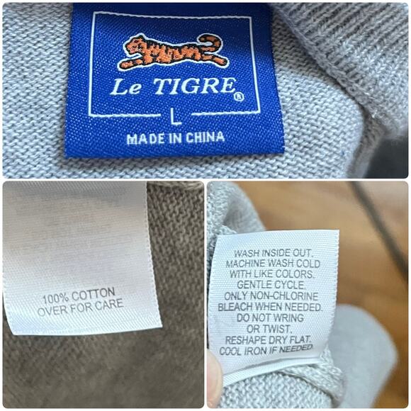 Le Tigre New Gray Cotton Polar Bear With Scarf Graphic Lightweight Sweater Large - Picture 11 of 13